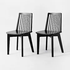 2pk Linden Modified Windsor Wood Dining Chair Black - Threshold designed with