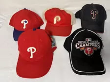 Lot of 5 vintage 80s 90s 2000s SnapBack hats caps MLB Phillies Whole Sale Lot