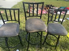 Black/ Brown Set Of Stools (3) For Kitchen Bar