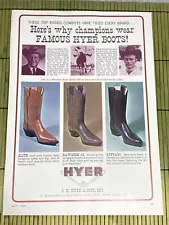 1964 Hyer Boots Elite Rawhide Buffalo Print Ad CH Hyer & Sons