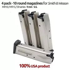 4 Magazines For S&W 59,5906, Marlin Camp 9mm 10 Round S.S