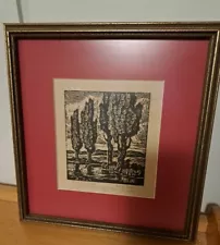 Birger Sandzen Framed art Brook With Poplars Signed 1933