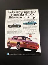 1992 DODGE DAYTONA IROC R/T RT ORIGINAL VINTAGE PRINT AD ADVERTISEMENT PRINTED