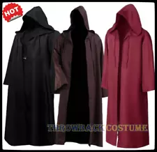 Mens Long Hooded Cloak Wizard Witch Robe Medieval Cape Halloween Cosplay Costume