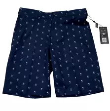 Walter Hagen Perfect Mens Palm Clubs Print Golf Shorts Navy Blue Multi Sizes