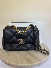 Chanel 19 Quilted Lambskin CC Medium Black Flap Bag