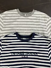 Lot Of 2 ASAP GUESS Striped Short Sleeve T-Shirt Sz S Navy Gray A$AP Rare White