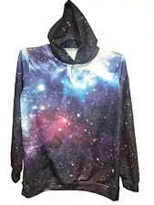 Unisex Galaxy Print Hoodie L/XL – Space Theme Sweatshirt with (Flaws)