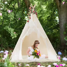 Costway Kids Lace Teepee Tent Folding Children Playhouse W/ Bag Relaxing Center