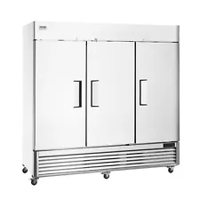 VEVOR 82" Commercial Freezer Reach In Upright Freezer 3 Solid Doors 12 Shelves