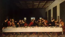 THE LAST SUPPER JESUS DISCIPLES BIBLE RELIGIOUS PAINTING BY UNKNOWN ARTIST REPRO