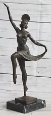 Signed Decor Russian Dancer Art Deco Bronze Sculpture Marble Base Statue SALE