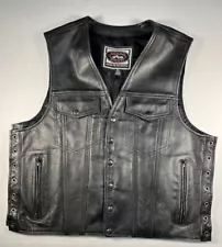 River Road Leather Vest Laced Motorcycle Biker Outlaw Harley Davidson XL