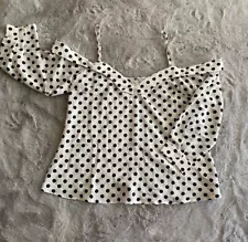 NWT - white and black polka dots blouse size M