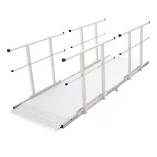 10' L Silver Spring Folding Aluminum Mobility Ramp with Dual Handrails, 850 lb.