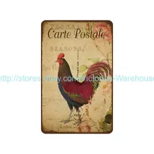 Carte Postale Rooster farm barn metal tin sign art prints for sale