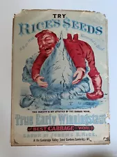 Vintage Try Rice's Seeds Cabbage True Early Winningstadt Advertisement