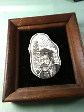 1985 Signed Maritime Scrimshaw on Bone in Small Frame.