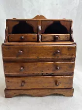 Vintage Antique Wood Primitive Five Drawer Doll Dresser /Square Nails