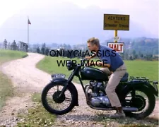 STEVE MCQUEEN RIDES TRIUMPH MOTORCYCLE THE GREAT ESCAPE 8X10 MOVIE PHOTO GERMANY