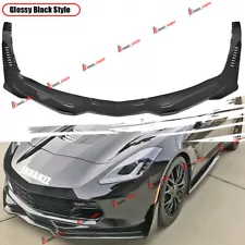 For Corvette C7 Stingray Stage3 14-19 Front Lip Splitter + Side Winglets Glossy