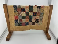 Vintage Tabletop Quilt with Wooden Quilt Rack