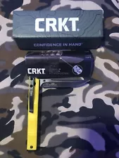 CRKT CEO Roger's Design 7096YGK Yellow Handle Thumbstud Folding Pocket Knife!