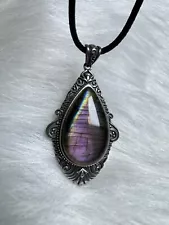 Natural Rare Purple Labradorite Pendant In 925 Silver