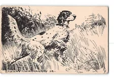 Artist Signed Wesley Dennis Art Postcard 1947 Grand Junction TN Hunting Dog