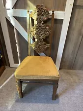 Antique Carved Solid Wood Throne Chair