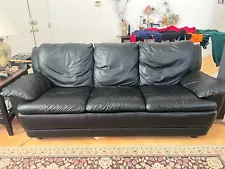 Natuzzi Italia Black Leather Couch