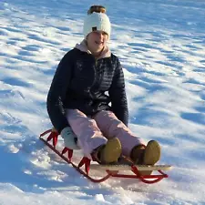 Original Toboggan Sled Old School Design with Metal Tracks Steerable 60" Long