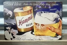 Hamms Beer Cool Idea From the Land of Sky Blue Waters 8"x12 Tin Sign