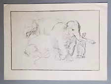 Rembrandt "Three Elephants" Lithograph Giclee Art Print Albertina Facsimile