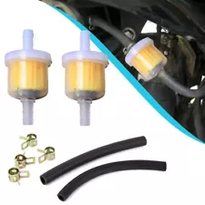 For Motorcycle Scooter Bike ATV Fuel Petrol Inline Oil Filter Hose Pipe W/ Clips (For: Indian)