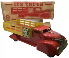 Vintage toy tin metal truck antique POLAR ICE farmhouse Pressed steel Near Mint