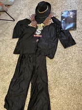 BIG DADDY COSTUME (BIG & TALL) FITS UP TO 300 Lbs. Black Suit, Hat & $ Necklace!