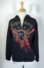 LL COOL J Zip Up Hoodie Y2K Punk Grunge Skull Emo Hipster Goth Skater Size Large