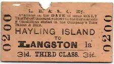 L B & S C Railway Ticket-Hayling Island to Langston