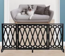 Bundaloo Freestanding Dog Gate Expandable Wooden -Diamond ((COLOR WHITE))