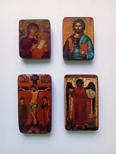 Orthodox Icons (Set of Four Miniature Handmade Wooden Icons)