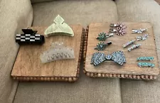 Vintage Rare Hair Accessory Lot Rhinestones, Barrettes, Metal, Clips, Holders