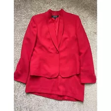 Kasper Skirt Suit Womens 10 Career Classic Blazer Button Office Lined Zip Red