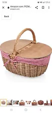 PICNIC TIME - Country Vintage Picnic Basket with Lid - Wicker Picnic Basket for