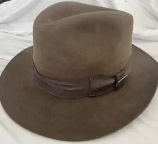 Official Indiana Jones Film Fur Felt Brown Fedora Hat Headwear Authentic M