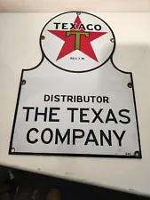 TEXACO DISTRIBUTOR PORCELAIN SIGN ORIGINAL