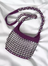 Purple Soda Pop Tab Woven Crochet Crossbody Purse Bag Festival Upcycled Artsy