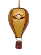 Hot Air Balloon Wood Christmas Ornament New Mexico Sun Hanging Figurine