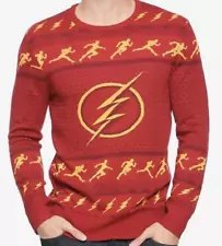 DC Comics THE FLASH Ugly Superhero Christmas Sweater Fair Isle Pattern Medium M