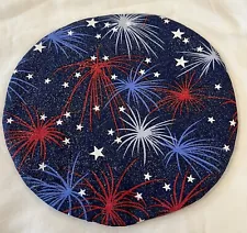 July 4th Patriotic Everyday Stars Firework Glitter Centerpiece Hot Pad Trivet 8"